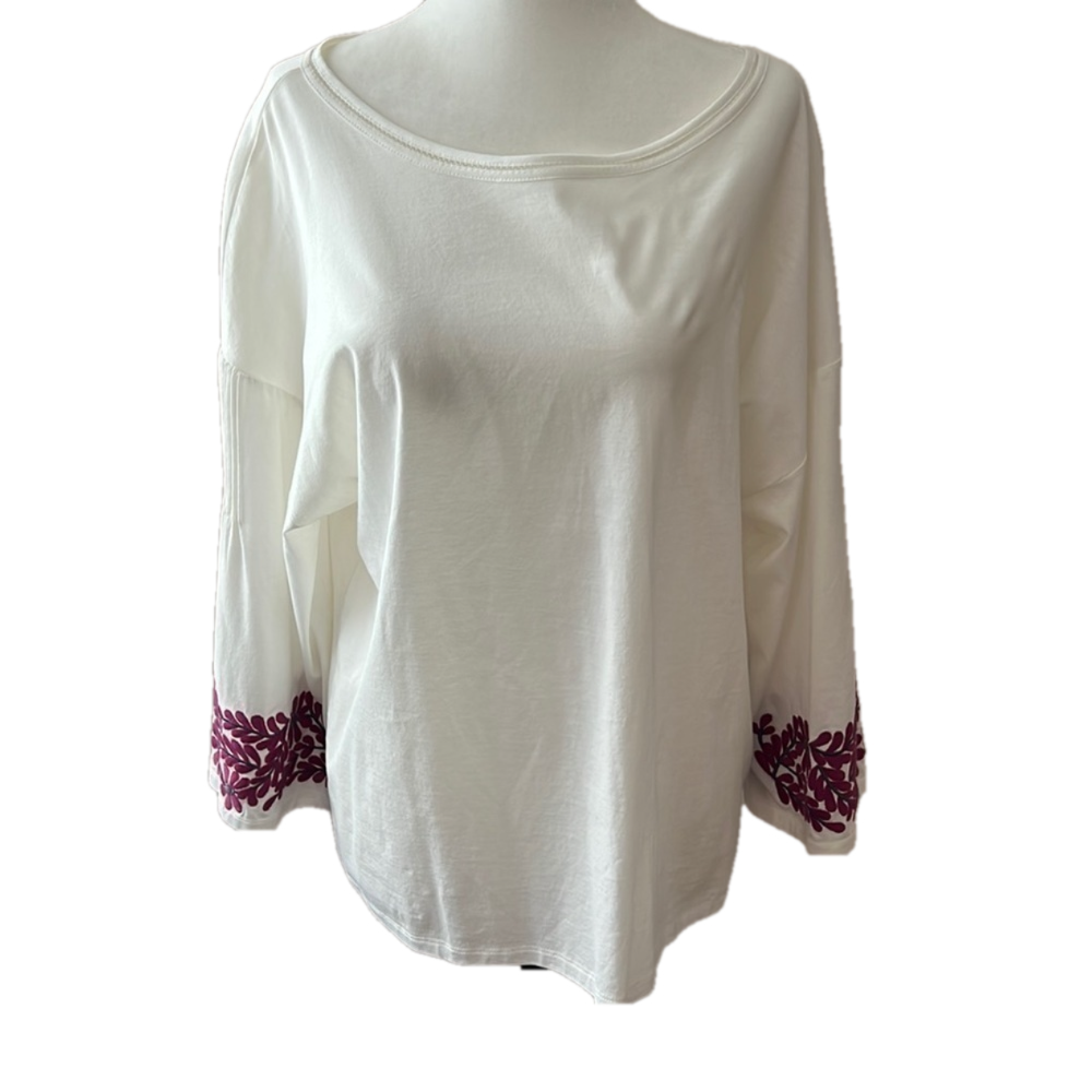 Weekend Max Mara L White Blouse With Embroidery NWT